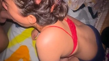 A man gives his wife a hard fuck in bed.