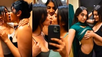 Girls Kiss and Play with Their Boobs
